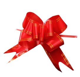 60PCS, Floral Decoration Pull String Ribbons, [Red] Pull Flower Ribbons
