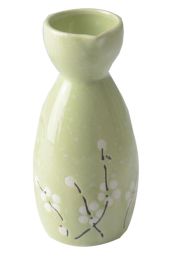 Green Ceramic Sake Serving Pot Plum Blossom