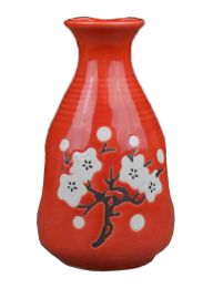 Red 250ml Pottery Sake Pot with Plum Blossom Pattern