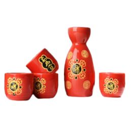 5 PCS Japanese Liquor Sake Set Porcelain Traditional Ceramic Cups Crafts Temperature Wine Glasses-A02