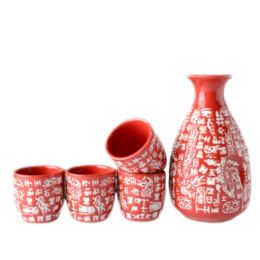 5 PCS Japanese Liquor Sake Set Porcelain Traditional Ceramic Cups Crafts Temperature Wine Glasses-A06
