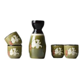 5 PCS Japanese Liquor Sake Set Porcelain Traditional Ceramic Cups Crafts Temperature Wine Glasses-A08