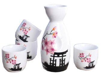 5 PCS Japanese Liquor Sake Set Porcelain Traditional Ceramic Cups Crafts Temperature Wine Glasses-A15