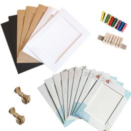 Wall Deco DIY Paper Photo Frame with Mini Clothespins - Fits 6 inches Pictures H