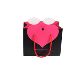Set of 12 Fashion Lovely Reusable Wedding Gift Paper Bags,Black&Pink(18*25CM)