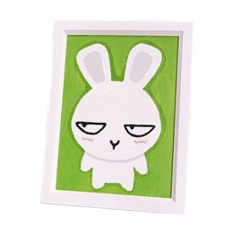 [Funny Bunny]DIY Art Digital Oil Painting with Wood Frame Wall Art(7.8*5.9'')