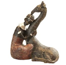 EXOTIC Girl And Giraffe/ Resin Figurine Doll Decorations