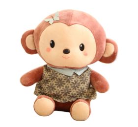 Lovely Plush Monkey Cartoon Dolls  Children's New Year's Gift, 35cm, BURGUNDY