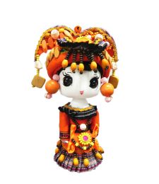 Handmade Wooden Chinese Minority Doll Special Gift 8.7''H * 5.5''W (Deang)