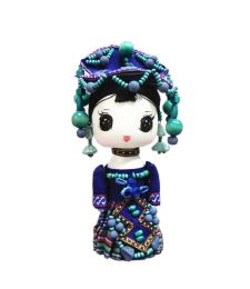 Handmade Wooden Chinese Minority Doll Special Gift 8.7''H * 5.5''W (Monguor)