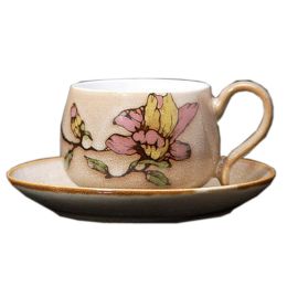 Special Coffee Cup Hand Painted Floral Coffee Mug BEIGE