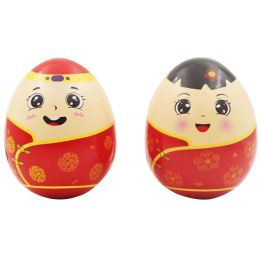 2 PCS Tumbler Roly Poly Kid Toy Dolls Weeble Wobble Egg Toys Musical Instrument