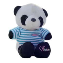 Lovely Panda Plush Toy Soft Stuffed Animal With Blue Shirt