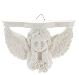 Angel with Wings Holding Up Chin Wall Plaque - White Case Pack 48