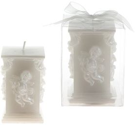 Angel on Square Pillar Candle - White Case Pack 48
