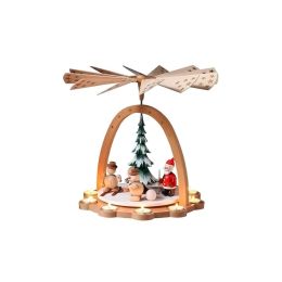Alexander Taron Richard Glaesser Pyramid - Skiing Santa and Snowmen - 15"H x 16"W x 16"D