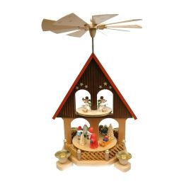 Richard Glaesser Pyramid-Santa, Children and Musical Angels-14"H x 9.5"W x 9.5"D