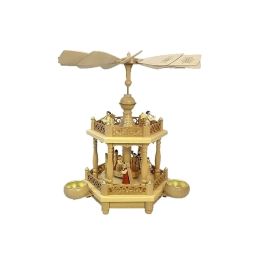 Alexander Taron Richard Glaesser Pyramid - 2 Tiers Nativity Scene and Angel Musicians - 13.5"H x 12.5"W x 12.5"D