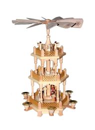 Alexander Taron Richard Glaesser Pyramid - 3 Tiers - Nativity Scene. Wise men, Shepherds and Angels - 17.25"H x 13"W x 13"D