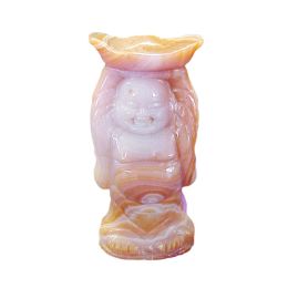 Jade Market Hong Kong Vintage Chinese Figurine Agate Hands Up Buddha - Small