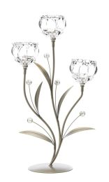 Crystal Flower Triple Candle Holder