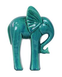 Urban Trends Collection Ceramic Standing Elephant Figurine with Long Legs Figurine Gloss Finish - Turquoise