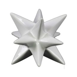 Ceramic Stellated Icosahedron Sculpture Small Gloss Finish White