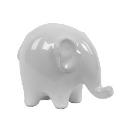 Ceramic Standing Elephant Figurine Small Gloss Finish White - 4.25"H