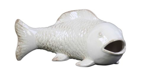 Ceramic Bowfin Fish Figurine Gloss Finish White