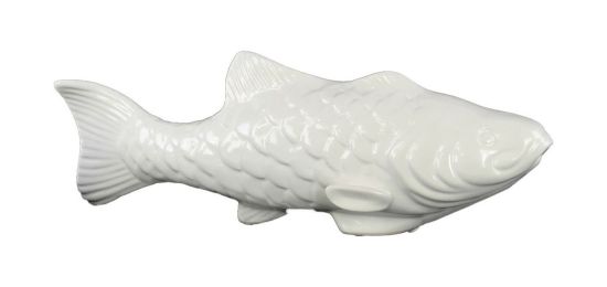 Ceramic Koi Fish Figurine Small Gloss Finish White
